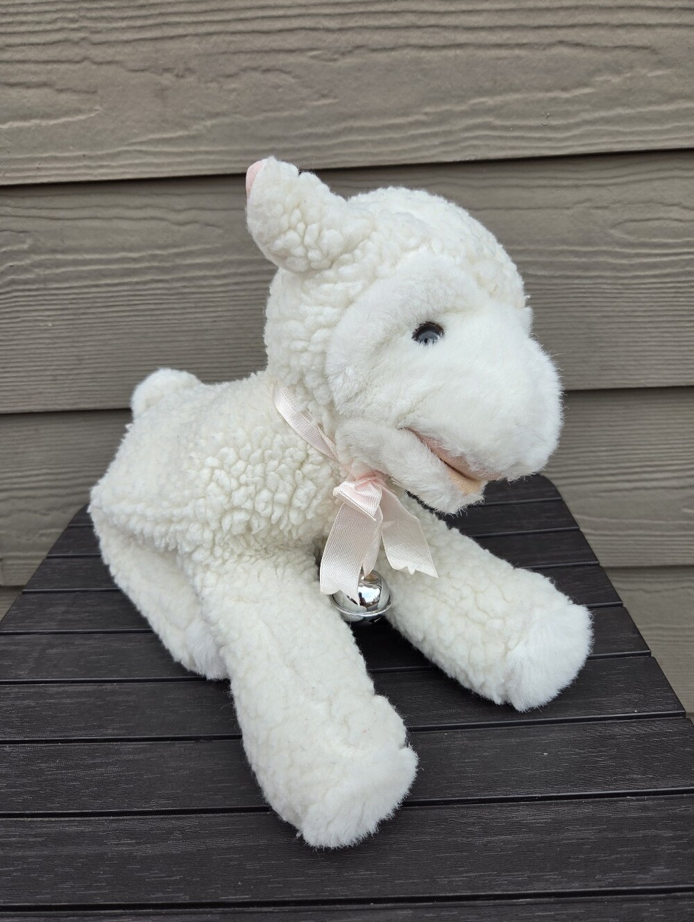Vtg Mervyn’s Playful Pals White Lamb Hand Puppet Plush Stuffed Animal with Bell